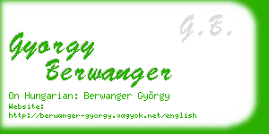 gyorgy berwanger business card
